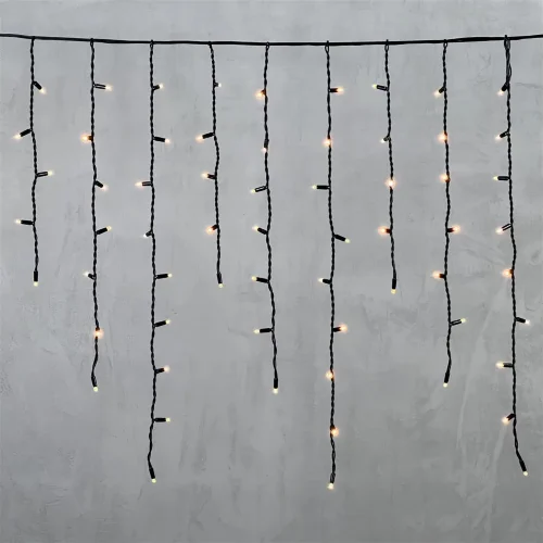 Гирлянда Бахрома 3,2 x 0,9 м Экстра Тепло-Белая 220В, 168 LED, Провод Черный Каучук, IP65. Фото 6.