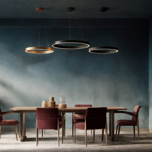 Светильник подвесной RAYDIA, 40 Вт, 3000–4000К, ?600?1500 мм, металл+акрил, черный, свет вверх/вниз. Фото 6