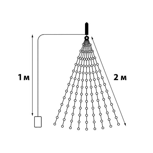 ULD-E0200-200-STB-3AA WARM WHITE IP44 Гирлянда светодиодная Лучи росы на батарейках 3АА не в-к, 2м, 10 нитей, 200 светодиодов, Теплый белый свет, Провод прозрачный - фото 6