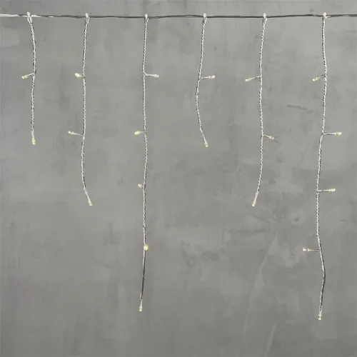 Гирлянда Бахрома на Батарейках 3 x 0,5 м Шампань, 100 LED, Провод Прозрачный Силикон, IP65. Фото 1.