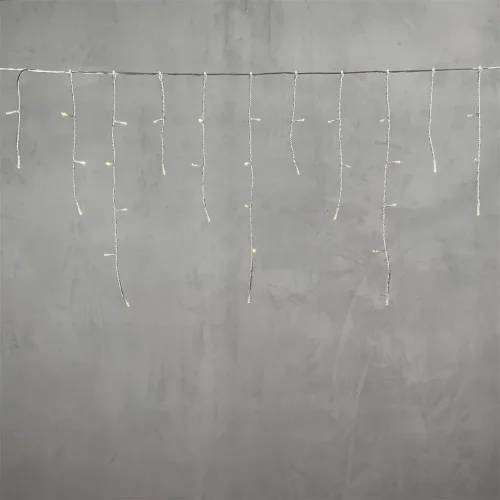 Гирлянда Бахрома на Батарейках 3 x 0,5 м Шампань, 100 LED, Провод Прозрачный Силикон, IP65. Фото 2.