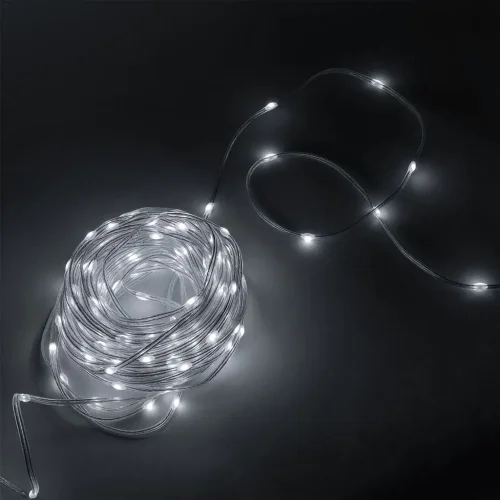 Гирлянда Роса Про 1м Белая 24В, 10 LED, Провод Прозрачный ПВХ, IP65. Фото 3.