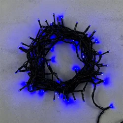 Гирлянда Нить 10м Синяя 24В, 100 LED, Провод Черный ПВХ, IP54