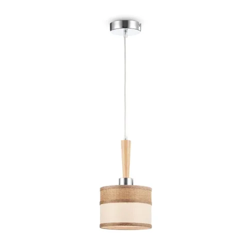Двухцветные абажуры, сделанные из мешковины, сочетаются с древесной арматурой. Благодаря большому ассортименту изделий серии Helen легко выбрать светильник как для просторных помещений, так и для небольших. (Хром) - фото