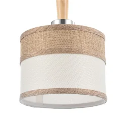 Двухцветные абажуры, сделанные из мешковины, сочетаются с древесной арматурой. Благодаря большому ассортименту изделий серии Helen легко выбрать светильник как для просторных помещений, так и для небольших. (Хром)