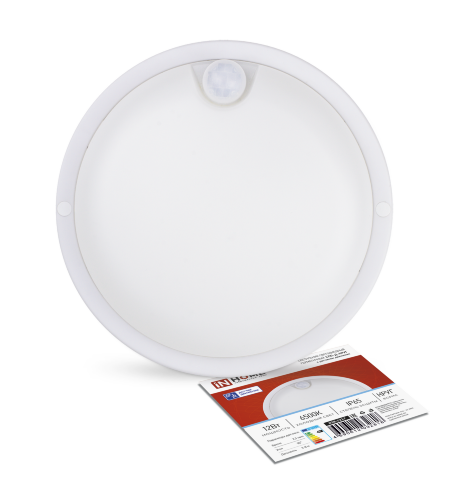 Светильник светодиодный герметичный СПП-Д-КРУГ 12Вт 230В 6500К 960Лм с датчиком движения IP65 IN HOME - Фото