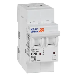 Выключатель автоматический модульный 2п C 20А 4.5кА OptiDin BM63-2C20-4.5-УХЛ3 КЭАЗ 326804