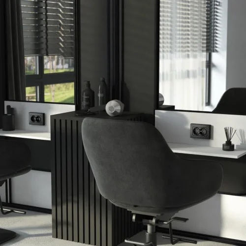 Рамка из поликарбоната для двойной розетки Hammer черный W0082408 - фото 2