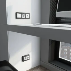 Рамка из поликарбоната для двойной розетки Hammer черный W0082408