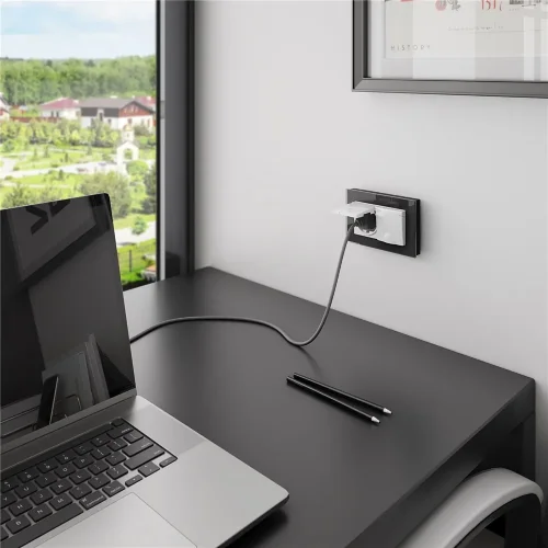 Рамка из стекла для двойной розетки Favorit черный W0081108 - фото 3