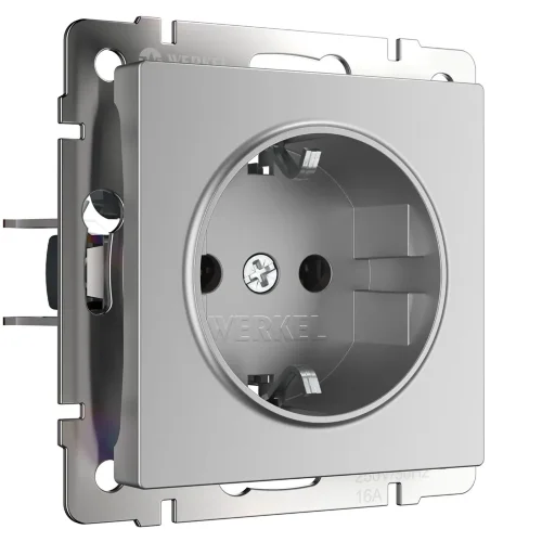 Розетка с заземлением (серебряный) W1171006 - фото
