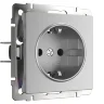 Розетка с заземлением (серебряный) W1171006 - фото