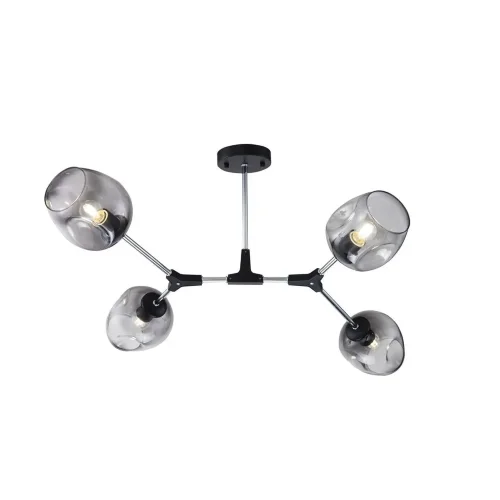 Серия светильников в современном стиле. Металлическая арматура черного цвета, плафоны из стекла с легкой дымчатой тонировкой. Благодаря небольшой высоте светильники серии Desi подходят для помещений с невысокими и низкими потолками. (Черный) - фото