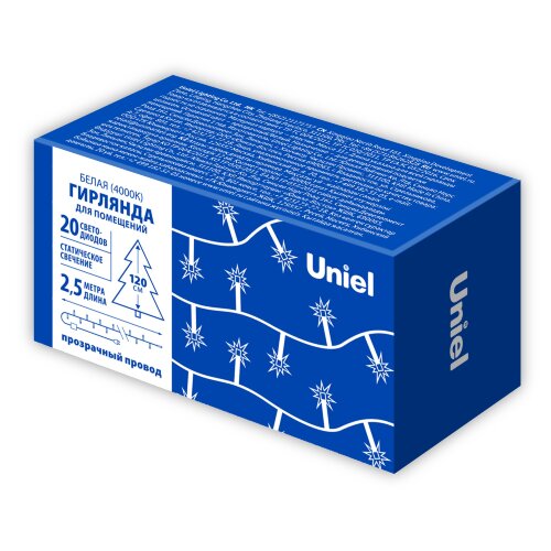 ULD-S0250-020-STA WHITE IP20 Гирлянда светодиодная, 2.5м, 20 светодиодов, Белый свет, Провод прозрачный - фото 7
