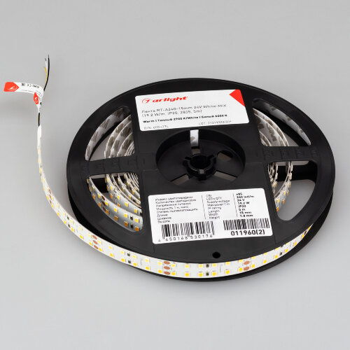 Светодиодная лента RT-A240-15mm 24V White-MIX (19.2 W/m, IP20, 2835, 5m) (Arlight, Изменяемая ЦТ) - фото 7
