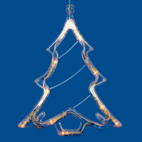 ULD-H1620-010-STA-3AAA WARM WHITE IP20 XMAS TREE Фигура светодиодная Ёлочка на батарейках 3AAA не в-к, 18х19см, Подвесная, 10 светодиодов, Теплый белый свет, Провод прозрачный, TM Uniel - фото 1