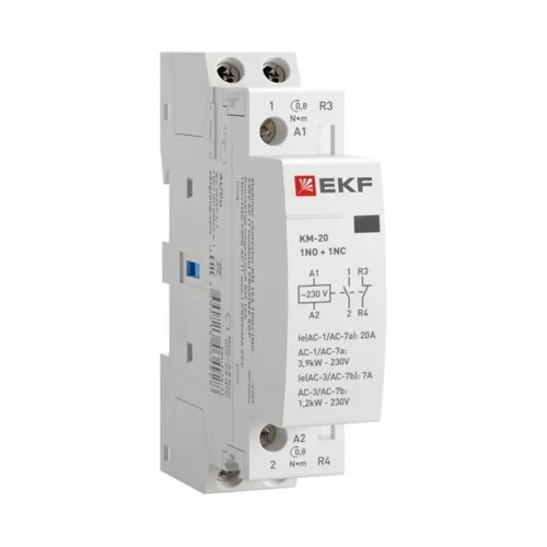 Контактор модульный КМ 20А NО+NC (1 мод.) EKF km-1-20-11 - фото 2