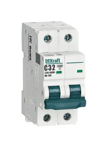 Выключатель автоматический модульный 2п C 32А 10кА ВА-105 DEKraft 13168DEK - фото
