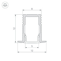 Профиль SL-MINI-8-Н12-F12-2000 ANOD (Arlight, Алюминий) 023715