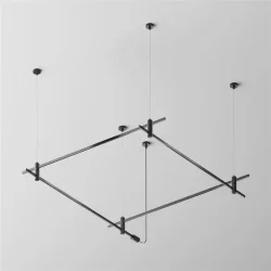 Готовая конструкция квадратная двухуровневая на тросовых подвесах Hang без светильников и блока питания, черный (Черный)