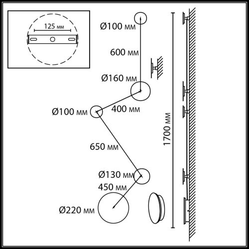 Настенный светильник «ODEON LIGHT» 7115/30WL, серия: GALAXY (крепление на планке). Фото 2.
