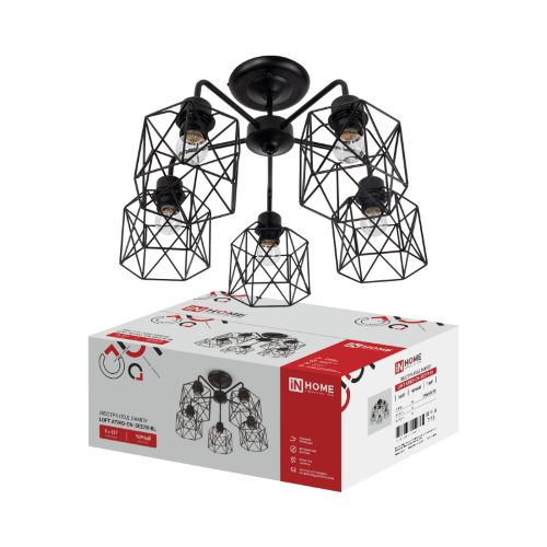 Люстра под лампу LOFT ATIKO-СN-5E27R-BL 5хЕ27 черный IN HOME - Фото