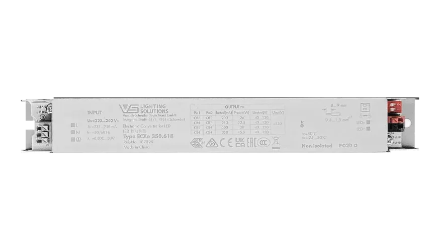 Драйвер для светодиодов линейный 26-46W/200-350мА 40-130V | DIP-переключатель | ECXe 350.618 | - Vossloh-Schwabe. Фото 2