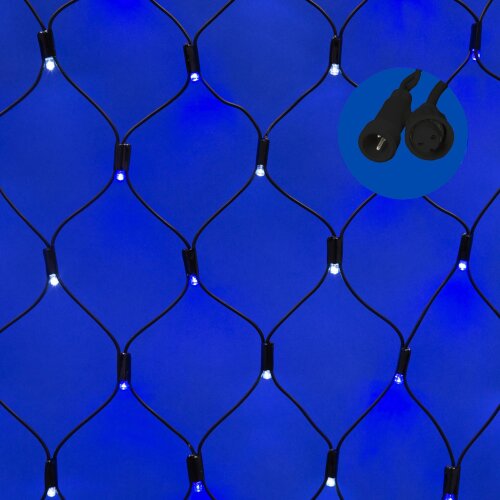 ULD-N2015-288-SBK WHITE-BLUE IP67 Сетка светодиодная, статическое свечение, 2x1.5м, Соединяемая, 288 светодиодов, Бело-синий свет, Провод черный. - фото 1