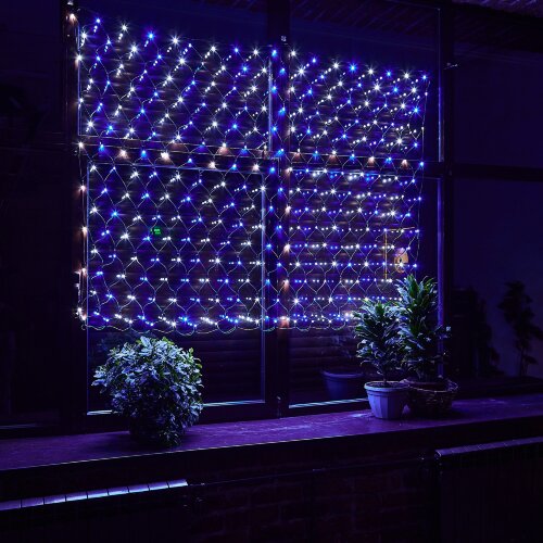 ULD-N2015-288-SBK WHITE-BLUE IP67 Сетка светодиодная, статическое свечение, 2x1.5м, Соединяемая, 288 светодиодов, Бело-синий свет, Провод черный. - фото 7