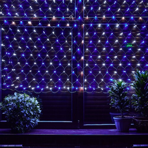 ULD-N2015-288-SBK WHITE-BLUE IP67 Сетка светодиодная, статическое свечение, 2x1.5м, Соединяемая, 288 светодиодов, Бело-синий свет, Провод черный. - фото 9