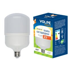 LED-M80-25W-WW-E27-FR-S Лампа светодиодная с матовым рассеивателем, Материал корпуса термопластик, Цвет свечения теплый белый, Серия Simple ТМ Volpe