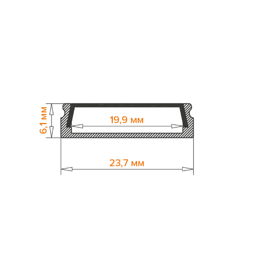 Профиль алюминиевый накладной WOLTA WAP-S-24/6/2000-A серый 6х23.8х2000мм - фото 2.