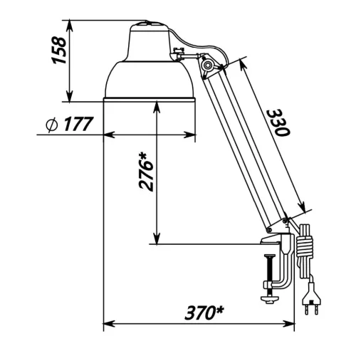 Светильник настольный 1xE27 | Чёрный на МС струбцине | Бета-КУ НДБ37-60-171 | - ТРАНСВИТ. Фото 3