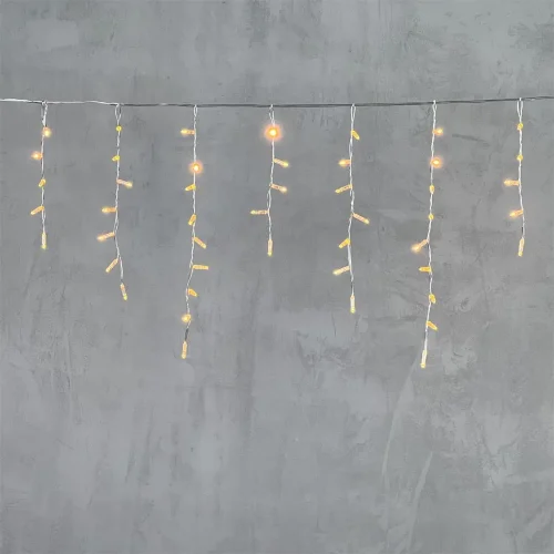 Гирлянда Бахрома с Колпачком 4,9 x 0,5 м Жёлтая 220В, 189 LED, Провод Прозрачный ПВХ, IP65. Фото 6.