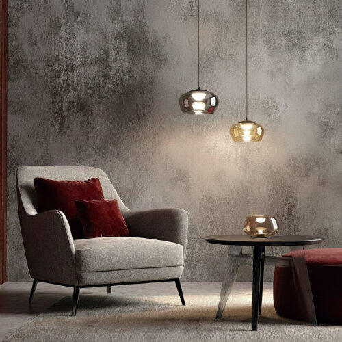 Светильник подвесной FLOA, 12 Вт, 3000К, ?220?1500 мм, металл, стекло, черный, дымчатый серый. Фото 5