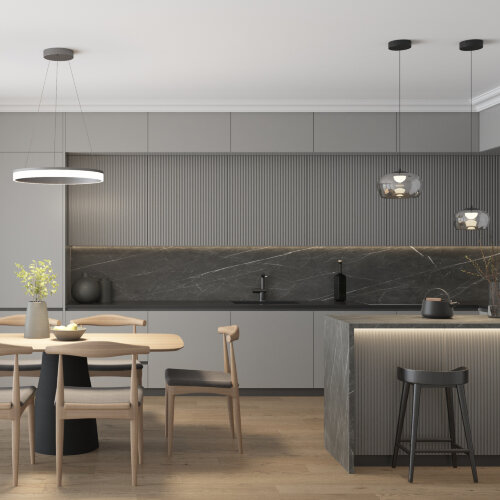 Светильник подвесной FLOA, 12 Вт, 3000К, ?220?1500 мм, металл, стекло, черный, дымчатый серый. Фото 6