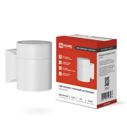 Светильник уличный настенный односторонний НБУ ЦИЛИНДР-1xGX53-WH алюминиевый белый IP54 IN HOME - Фото