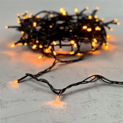 Гирлянда Нить 10м Желтая 24В, 100 LED, Провод Черный ПВХ, IP54