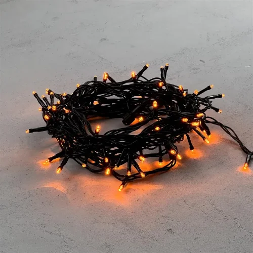 Гирлянда Нить 10м Желтая 24В, 100 LED, Провод Черный ПВХ, IP54. Фото 2.