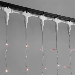 Гирлянда Занавес 2 x 1 м Красный 220В, 200 LED, Провод Прозрачный ПВХ, IP54