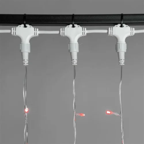 Гирлянда Занавес 2 x 1 м Красный 220В, 200 LED, Провод Прозрачный ПВХ, IP54. Фото 3.