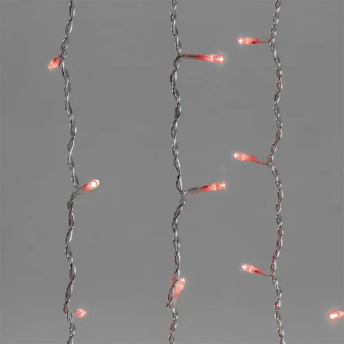 Гирлянда Занавес 2 x 1 м Красный 220В, 200 LED, Провод Прозрачный ПВХ, IP54. Фото 4.
