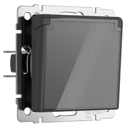 Розетка влагозащ. с зазем. с защит. крышкой и шторками (графит акрил) W1171244