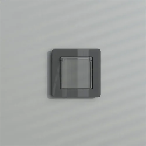 Розетка влагозащ. с зазем. с защит. крышкой и шторками (графит акрил) W1171244 - фото 2