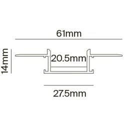 Алюминиевый профиль встраиваемый скрытого монтажа 61×14 (Серебро, 2 м), ALM011S-2M (Серебро)