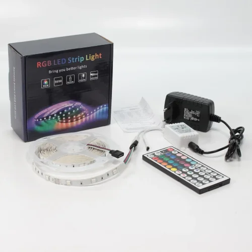Набор светодиодной ленты 5XRGB30-A03 X13 (12V, RGB 30led/m 5m, IR, адаптер 220V, IP20) - фото I