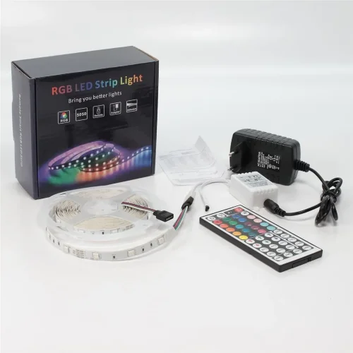 Набор светодиодной ленты 5XRGB30-A03 X13 (12V, RGB 30led/m 5m, IR, адаптер 220V, IP20) - фото I