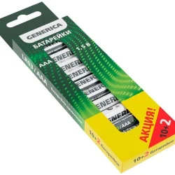 Элемент питания алкалиновый AAA/LR03 Alkaline ПРОМО (уп.10+2шт) GENERICA ABT-LR03-ST-B12-G