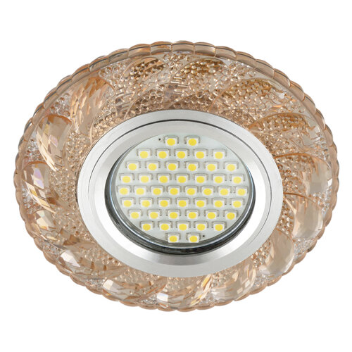 DLS-L147 GU5.3 GLASSY-TEA Светильник декоративный встраиваемый, серия Luciole, Без лампы, цоколь GU5.3, Доп, светодиодная подсветка 3Вт, Стекло, Зеркальный-светло-коричневый - фото 5