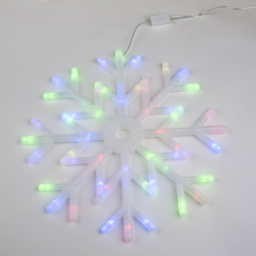 ULD-H4040-048/DTA RGB IP20 SNOWFLAKE Фигура светодиодная «Снежинка», 40х40см. Подвесная. 48 светодиодов. RGB свет. Провод прозрачный. TM Uniel - фото